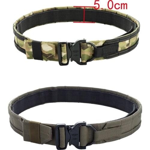2 Inch Tactical Belt Military Molle Combat Battle Belt Army Airsoft Multicam Gear Outdoor Double Layer Metal Buckle Fighter Belt