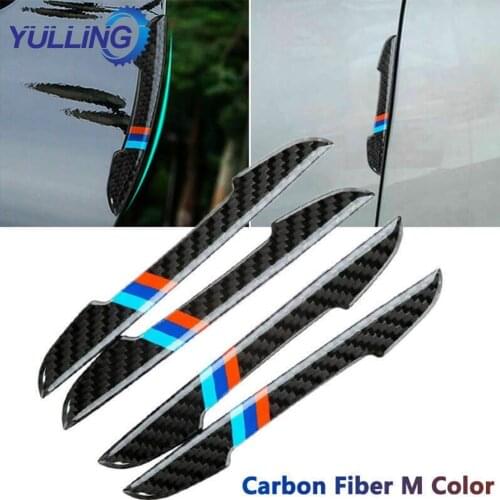 4pcs Car Door strips Anti Scratch Sticker Carbon Fiber Edge Protective Strips Side Doors Moldings Scuff trim Stickers for BMW
