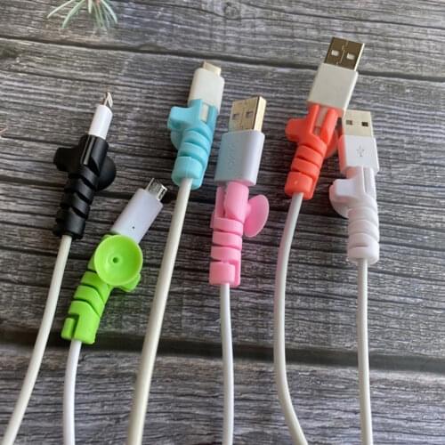 4Pcs/set Suction Cup Charging Cable Protector For Phone Cable Holder Winder Clip For USB Charger Cord Management Cable Organizer