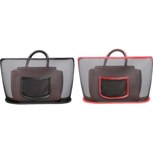 Car Net Pocket Functional Car Seat Storage Handbag Foldable Table Tray Travel Storage Bag Auto Accessories Pu Leather Pad Bag