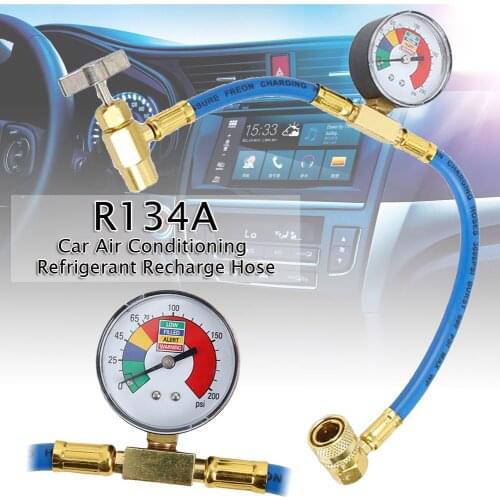 R134A Car Air Conditioning Refrigerant Recharge Measuring Hose 600PSI Recharge Measuring Hose Gas Gauge For 1/2-16 UNF inch