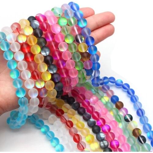 6 8 10 12mm Flash Shimmer Round Matte Moonstone Beads Labradorite Crystal Round Loose Bead For Bracelet Necklace DIY Jewelry