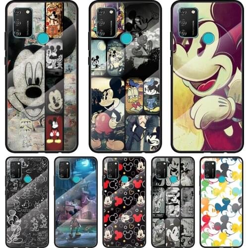 Mickey Mouse Tempered Glass Cover For Honor 30 20 10 9X 8X Pro Plus Lite Silicone Phone Case Coque