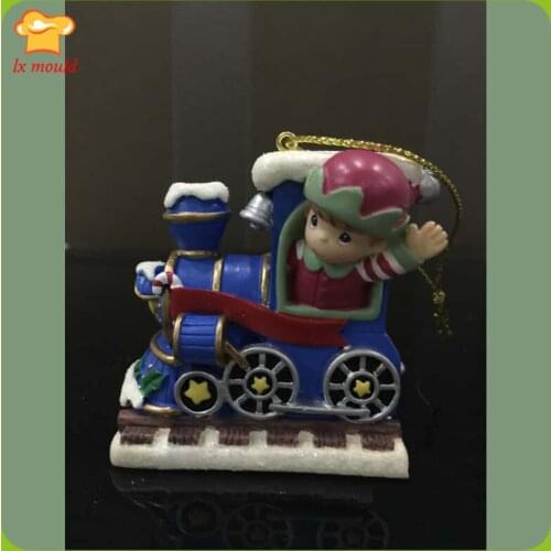 Elf to open trains can do silicone mold clay stickers candle soap Christmas cake decoration