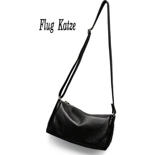 Flug katze LUXURY Genuine Leather Women Shoulder Bag Brand Designer Cowhide genuine leather handbags Skin Crossbody bag mess