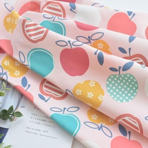 Cotton Cartoon Style Big Apple Fabric Clothes Skirt Childrens Clothes Shirt Dress Tablecloth Curtain Handmade DIY Fabric
