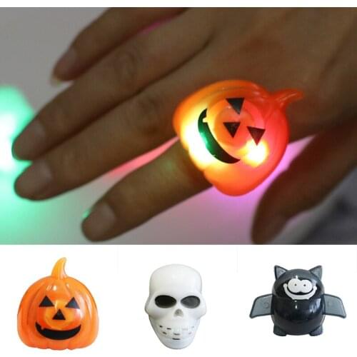 Pumpkin Bats Skull Shape Ring Halloween Theme Colorful Glitter Ring for Halloween Party Props Decoration Home