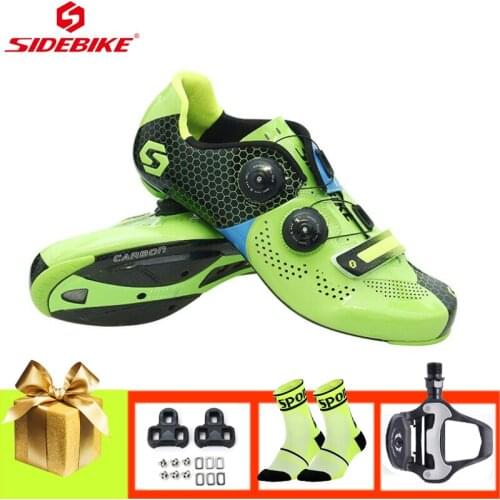 SIDEBIKE Cycling Shoes Road Carbon Fiber Sapatilha Ciclismo Ultra-light Breathable Self-locking Outdoor Riding Bicycle Sneakers