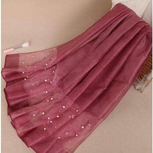 Laven high quality silk beads wool plain shawls long muslim hijab wrap headband echarpe scarves/scarf 9 color 190*85cm 20pcs/lot