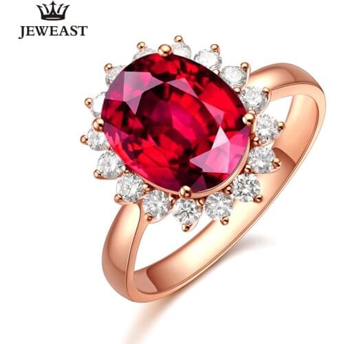 LSZB Natural red tourmaline 18K Pure Gold 2020 New Hot Selling Top Ring Women Shape Ring For Ladies Woman Genuine Jewelry