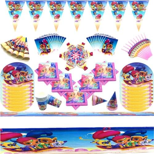 Shimmer and Shine Theme Party Tableware Paper Cup Plate Napkin Tablecloth Straws Shower Kids Birthday Party Decoration Supplies
