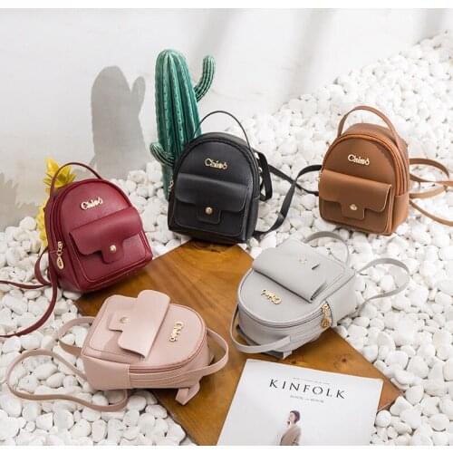 2019 Women Girls Mini Faux Leather Backpack Rucksack School Bag Travel Bags Solid Casual Ladies Femme Packs Fashion New Sale