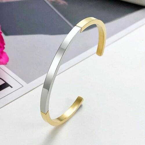 Personalized Engraved Name Stainless Steel Bracelets Name Word Letter Custom Bangle for Couple Gift