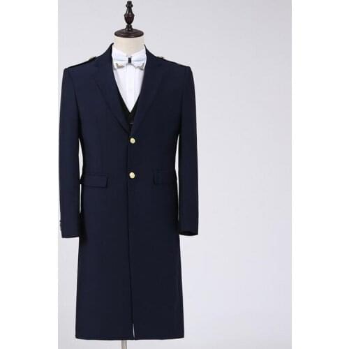 2020 new designer mens trench coats man long coat men single-breasted clothes slim fit overcoat long sleeve stage navy singer