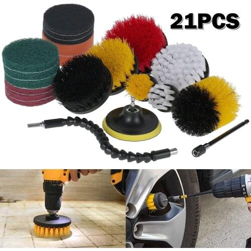 21pcs Cleaning brush Set Bathroom Surfaces Tub Tile and Grout All Purpose Power Scrubber Cleaning Kit Electric Drill Brush