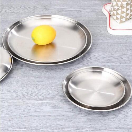 1pcs Korean Travel Cutlery set BBQ Grill Meat Dishes Plate Stainless steel Restaurant Dish BBQ Picnic Dinner Plates Serving Tray