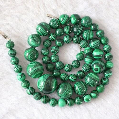 New fashion hot sale artificial green malachite stone 6-14mm round beads tower chains necklace free shipping jewelry 18inch B619