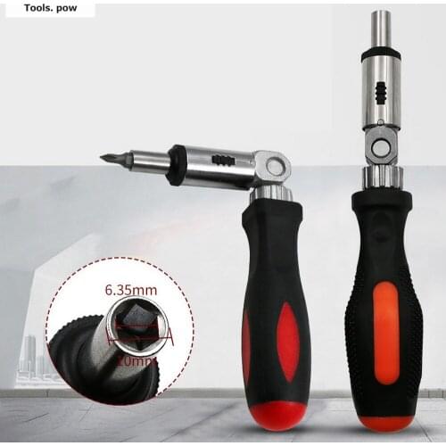 Ratchet Screwdriver 180 Degree T-type Foldable Screwdriver Set 1/4 Hex Mutilfunction Screwdriver Maintenance Tools Two Types