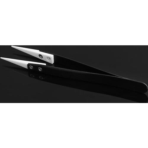 Ceramic Tips Tweezers Stainless Steel Handle Straight Aimed Tweezers For Coils