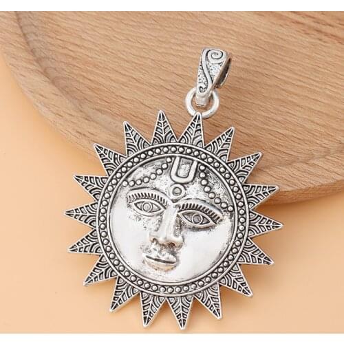 5pcs/Lot Silver Color Large Sun Sunflower Charms Pendants for Necklace Jewelry Making Accessories