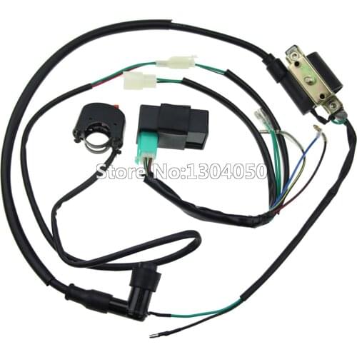 Complete Kick Start Engine Wiring Harness Loom CDI Box Ignition Coil Kill Switch 50 70 90 110 125 140cc PITPRO Pit Dirt Bike ATV