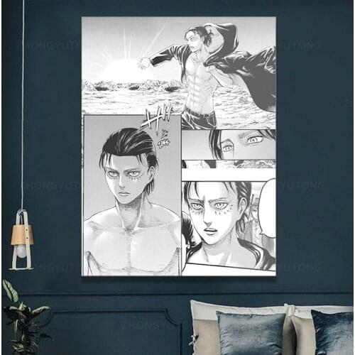 Eren On Anime Attack Shingeki Manga Yeager Titan Kyojin The Best And Newest Poster for Wall Art Home Decor Room