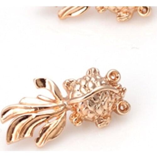 Gold Plated Brass Goldfish Charms Pendants Diy Jewelry Findings&Components (6Pcs)