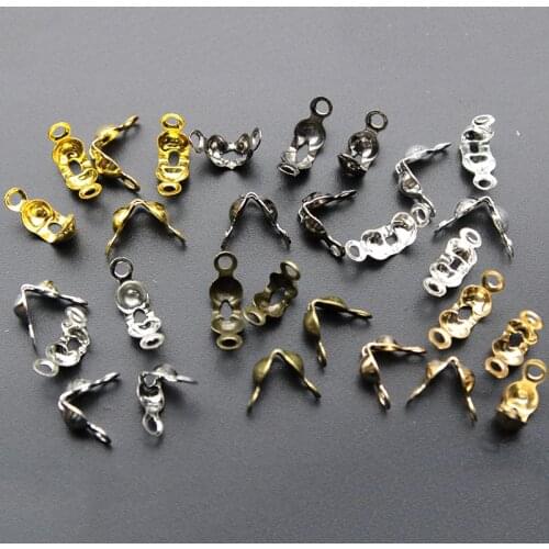 200pcs DIY Jewelry Findings Components Necklace Connector Clasp Fit Ball Chain Calotte End Crimps Beads Caps For Jewelry Making