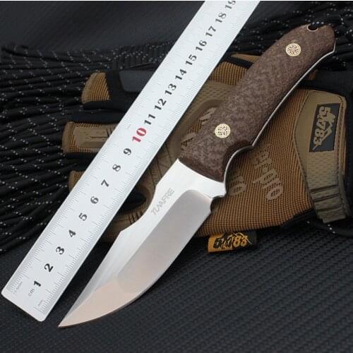 4 models High Hardness Straight Knife D2 Steel Fixed Blade High-end Linen Handle Hunting Survival Camping Knives with K Sheath
