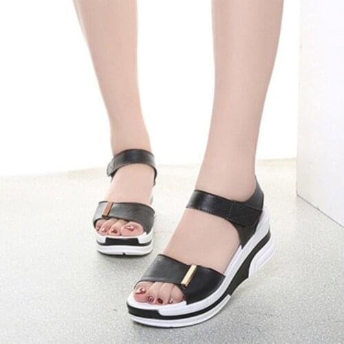 Pu Leather Women Sandals Shoes Platform Ladies White Sneakers Sandals Shoe 2021 Summer Open Toe Fashion High Heel Footwear