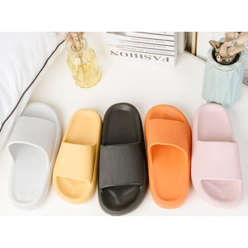 Beach Slippers Men Women High Heels Slide Sandals Shower Thick Sole Soft Couple Massage Bread Slippers Bathroom Non-Slip Shoes