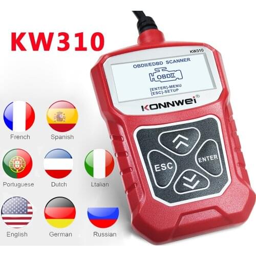 KONNWEI KW310 OBD2 Scanner for Auto OBD 2 Car Scanner Diagnostic Tool Automotive Scanner Car Tools Russian Language PK Elm327