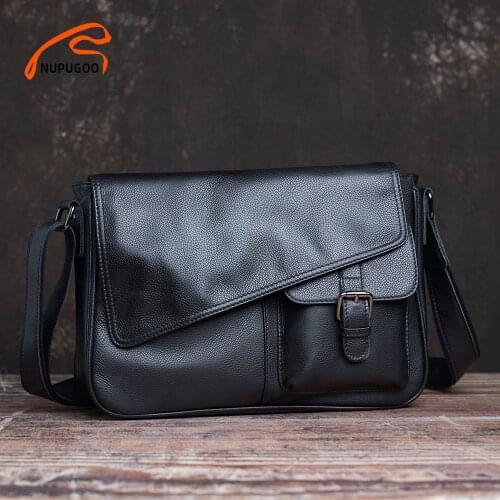 Casual Men Crossbody Bag Genuine Leather Fashion Shoulder Bag High Quality Leather Original Messenger For 10.5 Inch iPad NUPUGOO