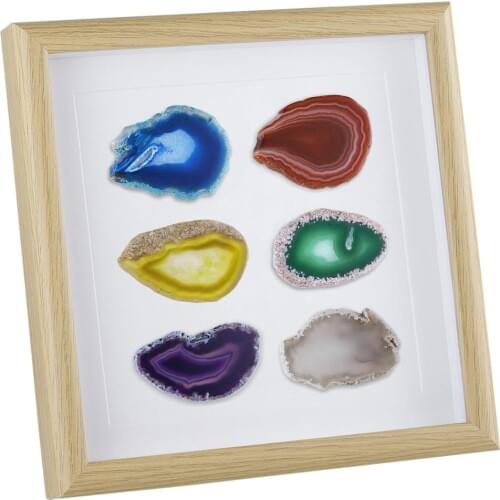 TUMBEELLUWA 8.7 Inches Framed Agate Slices Wall Art,Dyed Agate Geode Gem Stone Picture Frame for Living Room Bedroom Home Decor