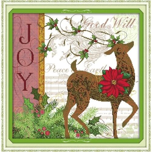 Everlasting Love Christmas Deer Ecological Cotton Chinese Cross Stitch Kits Counted Stamped 14CT And 11 CT New Sales Promotion