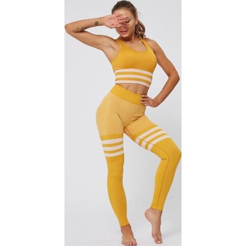 High Quality Ladies Elastic Flexible Running Fitness Suit Custom Female Soft Knitted Seamless Leggings Yoga Pants Set