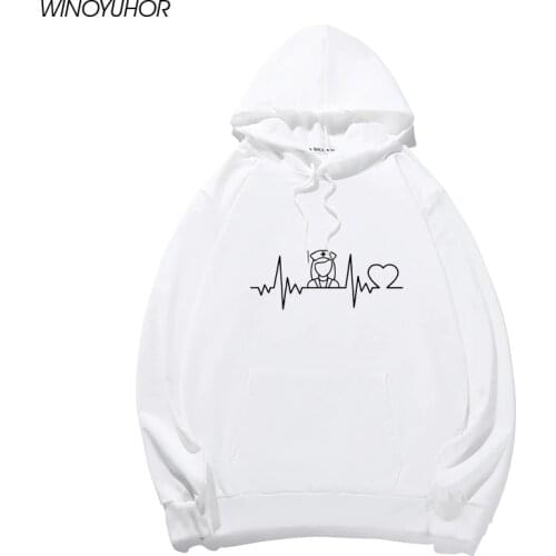 Heartbeat Nurse Print Women Hoodies Cotton Hipster Funny Sweatshirt Gift Lady Yong Girl Top Pullover Drop Ship
