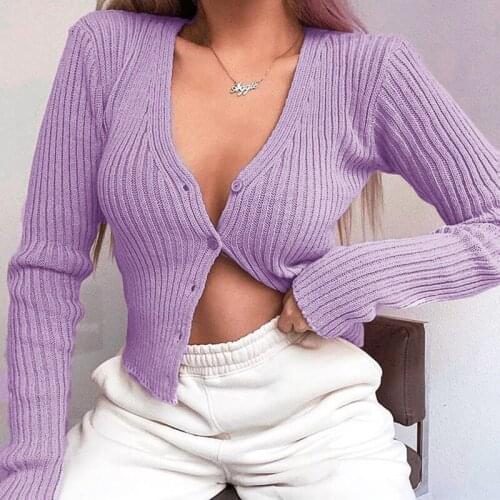 Autumn Solid basic knit full sleeve bottoming shirt women 2020 fashion Harajuku girls Single-breasted casual top tee shirt