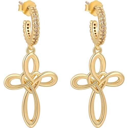 Copper Celtic Trinity Knot C Shape Dangle Earring Heart Cross Infinity Symbol Stud Earring For Women Fashion Party Jewelry