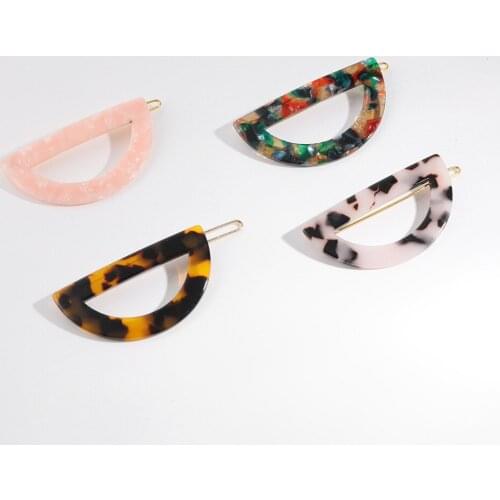 1 Pcs Fashion Colorful Acrylic Semicircle Leopard Acetic Acid Hair Clips Women Japanese Style Geometric Hair Accessories