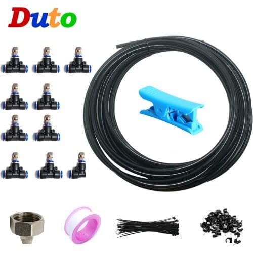 10M DIY Outdoor Misting Cooling System fog Kit quick connect nozzle Irrigation Mist Line Greenhouse Humidification Patio Cooling