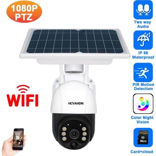 1080P Outdoor CCTV Security Camera Wifi Wireless Solar Two Way Audio PTZ IP Video Surveillance Camera System 2MP Monitoring Cam