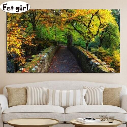 3D Natural Autumn Scenery Landscape diamond painting diy mosaic Modern Oil Painting embroidery cross stitch square round decor