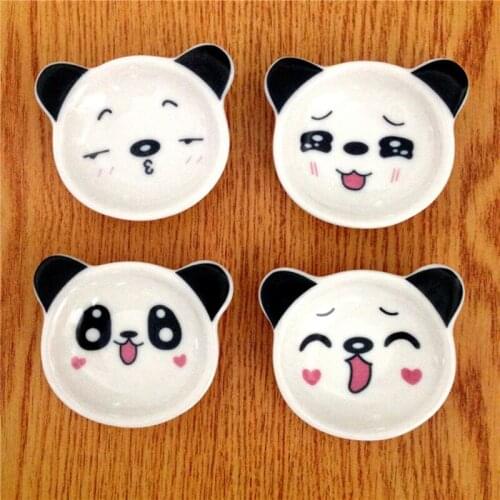 4pcs/set Panda Small Dish Household Kitchen Dinnerware Dish Vinegar Sauce Flavor Spices Plate Creative Ceramic Tableware