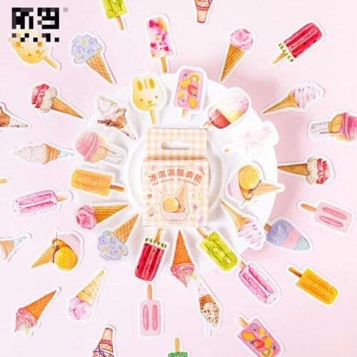 46sheets/set Sticker Set Ice Cream Diy Cute Stickers Ins Style Scrapbooking School Suppliers Stationery Art Supplies