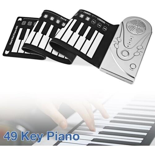 49 Keys Electronic Portable Flexible Silicone Hand Roll Up Piano Built-in Speaker Children Toys Keyboard Organ