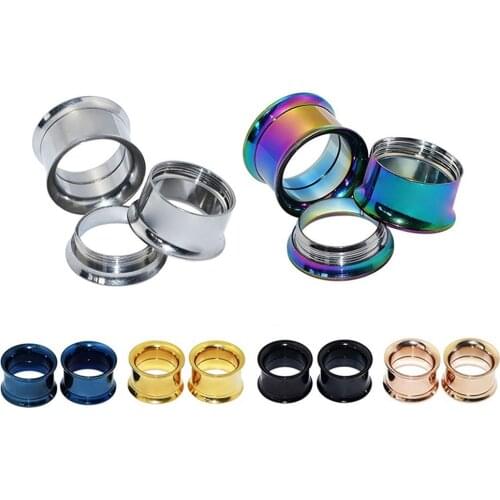 6pairs Colorful Stainless Steel Screwed Ear Gauges Tunnels Plugs Internally Threaded Flesh Stretcher Piercing Expander Jewelry