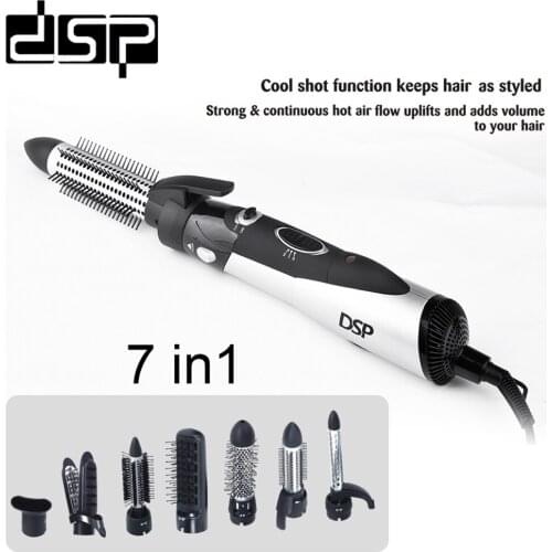 7 in 1 Ionic Hair Dryer Brush Electric Blow Rotating Hot Air Comb Professional Hair Straightener Comb Curler Hairdryer Brush