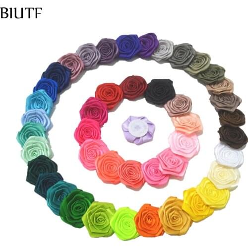 200pcs/lot 4.5cm Rolled Satin Rosettes Flower Lovely Floral Girl Dress & Headwear Accessories Bridal Bouquet Ornament TH232