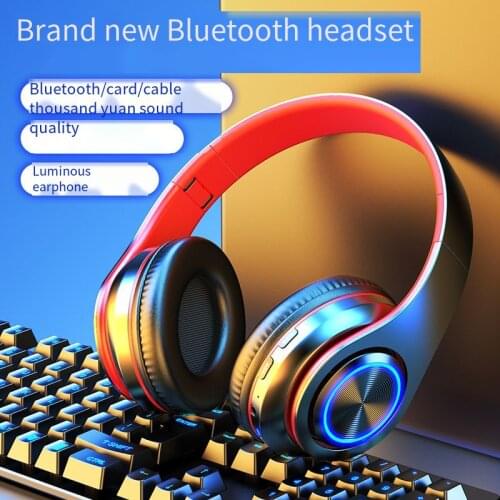 Luminous Bluetooth Headset LED HIFI Stereo Headphones Wireless Bluetooth Music Headset FM and Support SD Card with Microphone